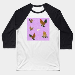 Belgian D'Uccle Pattern Purple Baseball T-Shirt